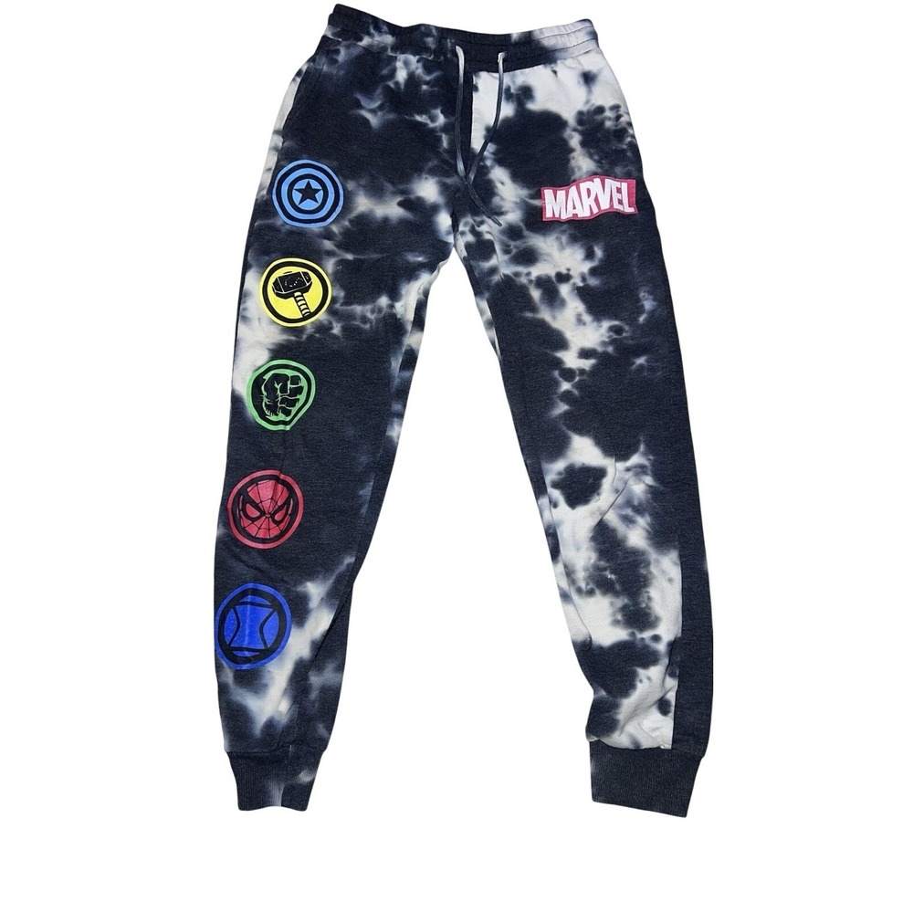 Marvel Men's Tie-Dye Jogger Pants Elastic Waist Superhero Size Small